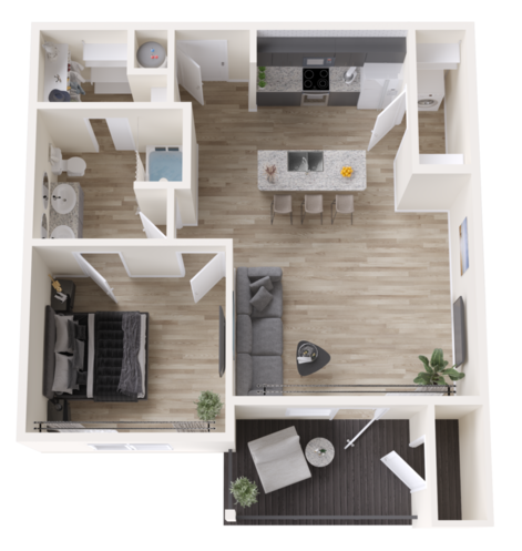 a floor plan of a two bedroom apartment at The Rushcreek