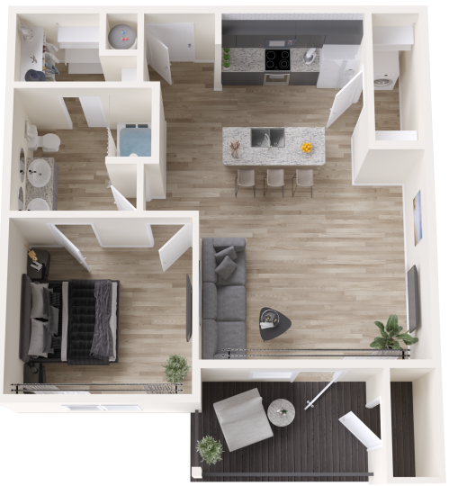 a floor plan of a two bedroom apartment at The Rushcreek